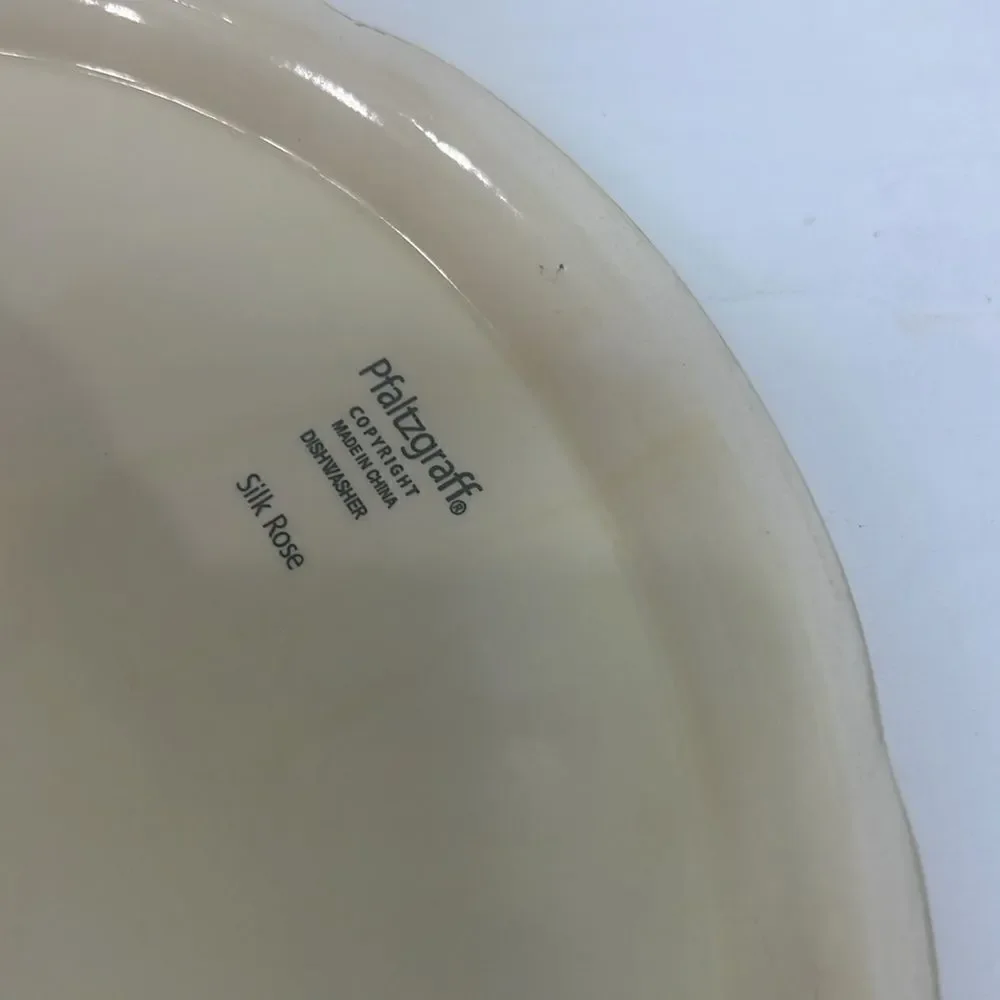 Pfaltzgraff Silk Rose Cake Plate Stand 12 In Round Creamy Yellow Pink Green